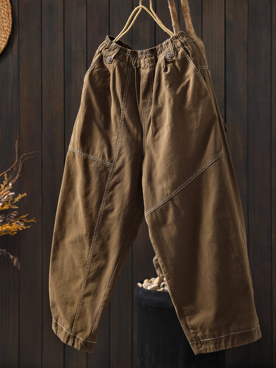 Winter Cotton Warm Elastic Waist Cotton-In Versatile Pants