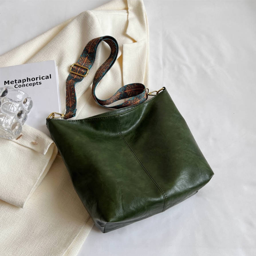 Square Leather Casual Daily High-Capacity T-o-t-e B-a-g