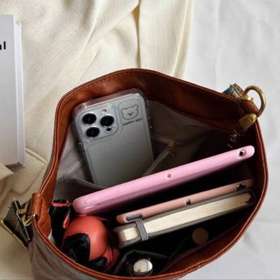 Square Leather Casual Daily High-Capacity T-o-t-e B-a-g