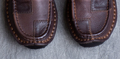 Women Ethnic Retro Color Black Soft Sole Leather Slip-Ons