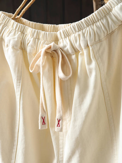 Solid Color Cotton Loose Elastic Waist Casual Versatile Pants