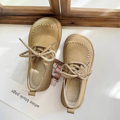 Autumn Leather Soft Sole Wide Toe Trendy Flat Shoes