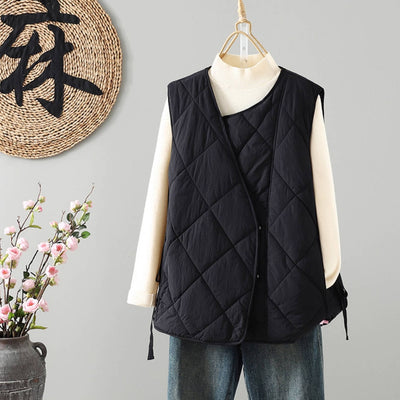 Winter Cotton Warm Irregular Neck Loose Sleevess Cotton-In Vest