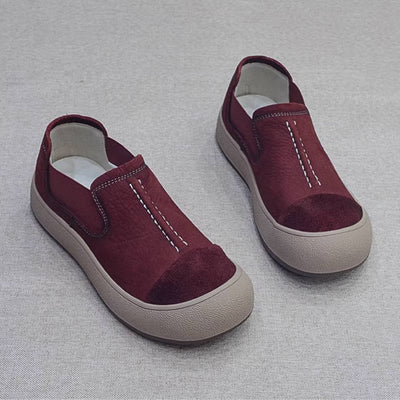 Retro Leather Handmade Patchwork Soft Sole Slip-On Flat Shoes
