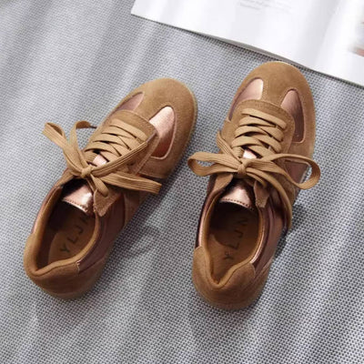 Women Genuine Leather Flat Sole Suede Casual Sneakers