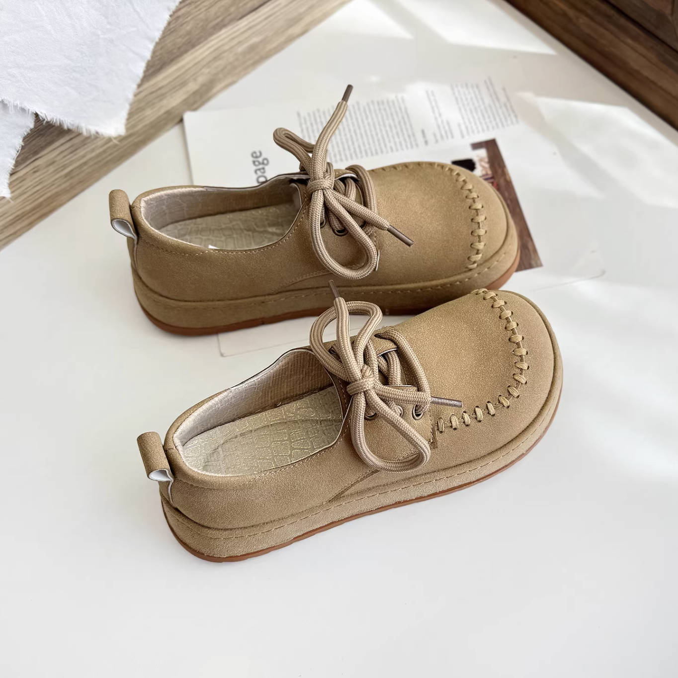 Autumn Leather Soft Sole Wide Toe Trendy Flat Shoes