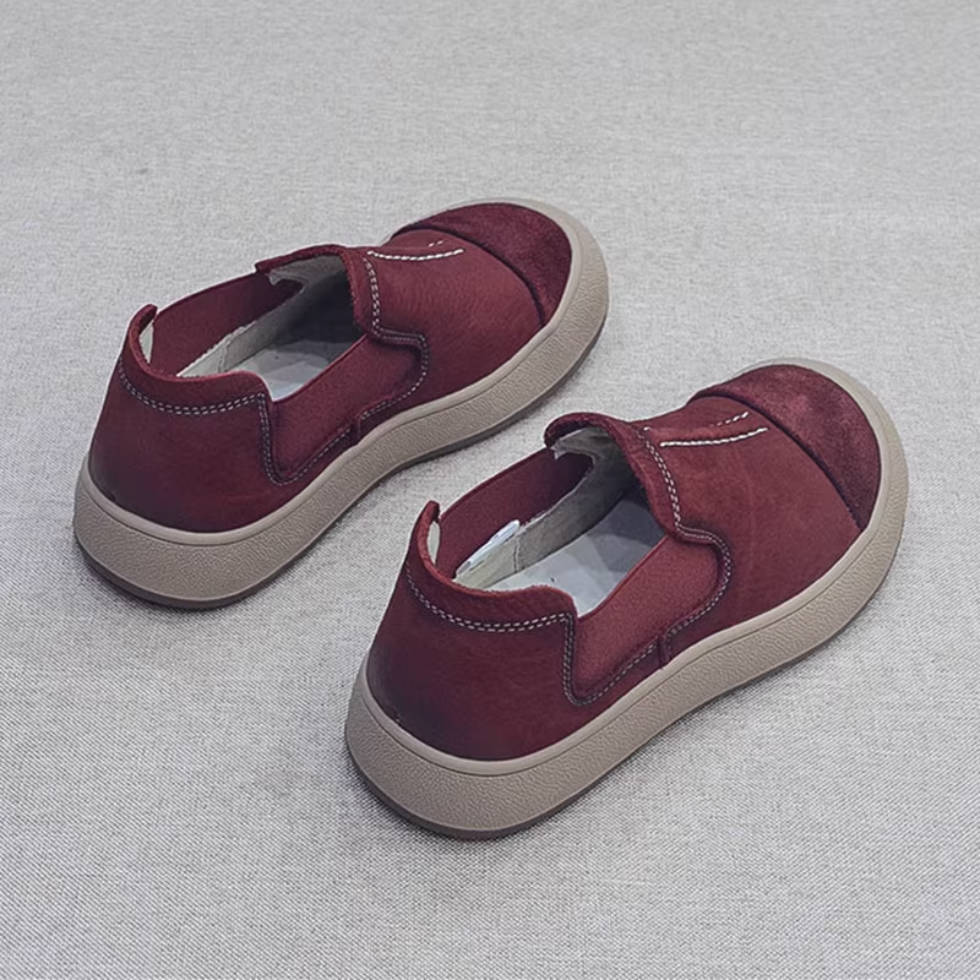 Retro Leather Handmade Patchwork Soft Sole Slip-On Flat Shoes