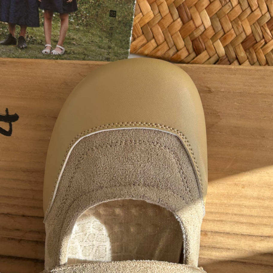 Autumn Leather Sueded Patchwork Double Straped Velcro Sandals