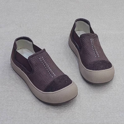 Retro Leather Handmade Patchwork Soft Sole Slip-On Flat Shoes