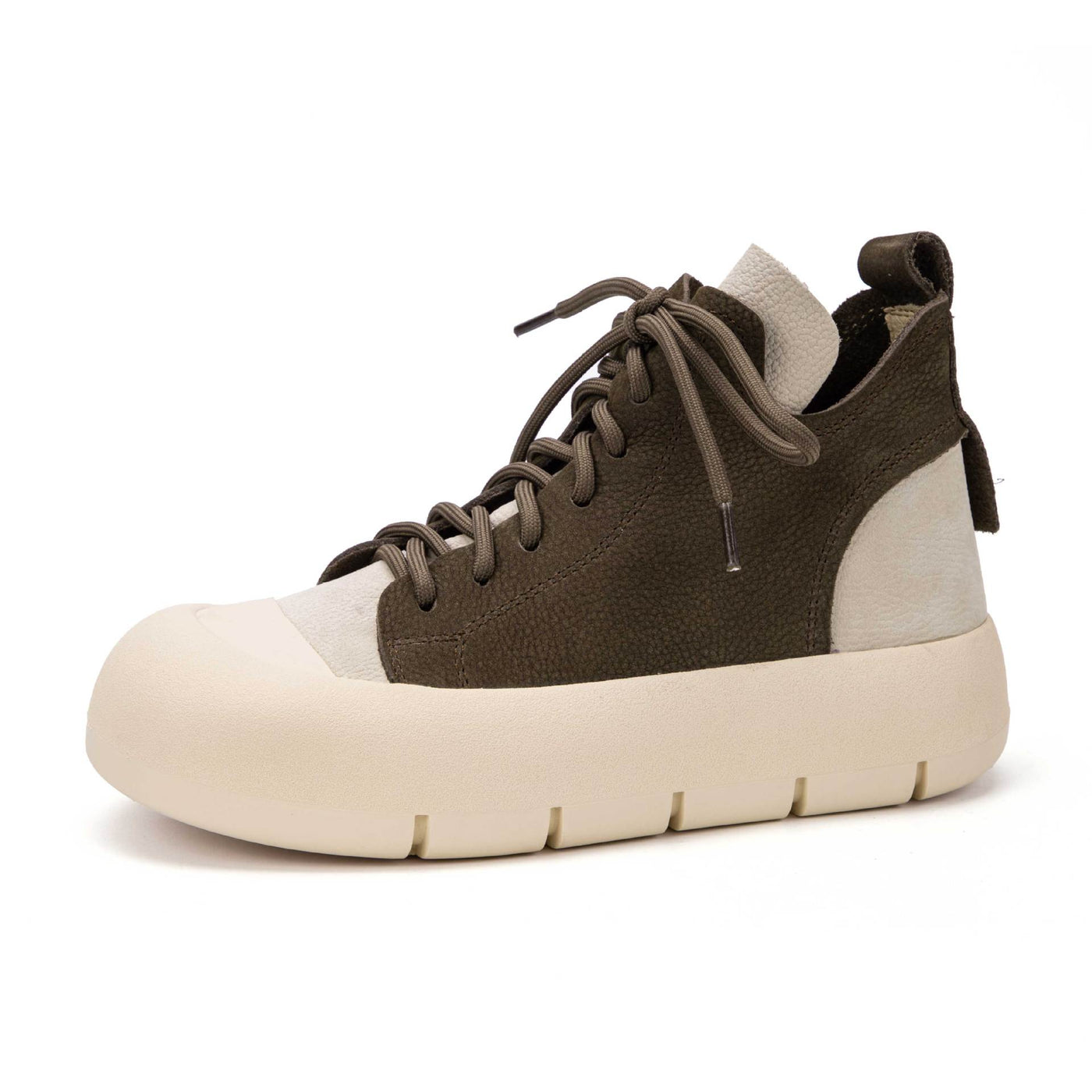 Retro Classic Genuine Leather Platform Patchwork Lace-Up Shoes