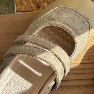 Autumn Leather Sueded Patchwork Double Straped Velcro Sandals