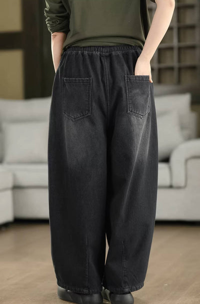 Vaqueros retro de invierno lavados, gruesos y afelpados, informales, con cordones