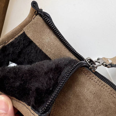 Vintage Simple Leather Sueded Zipper Casual Fleece-Lined Ankle Boots