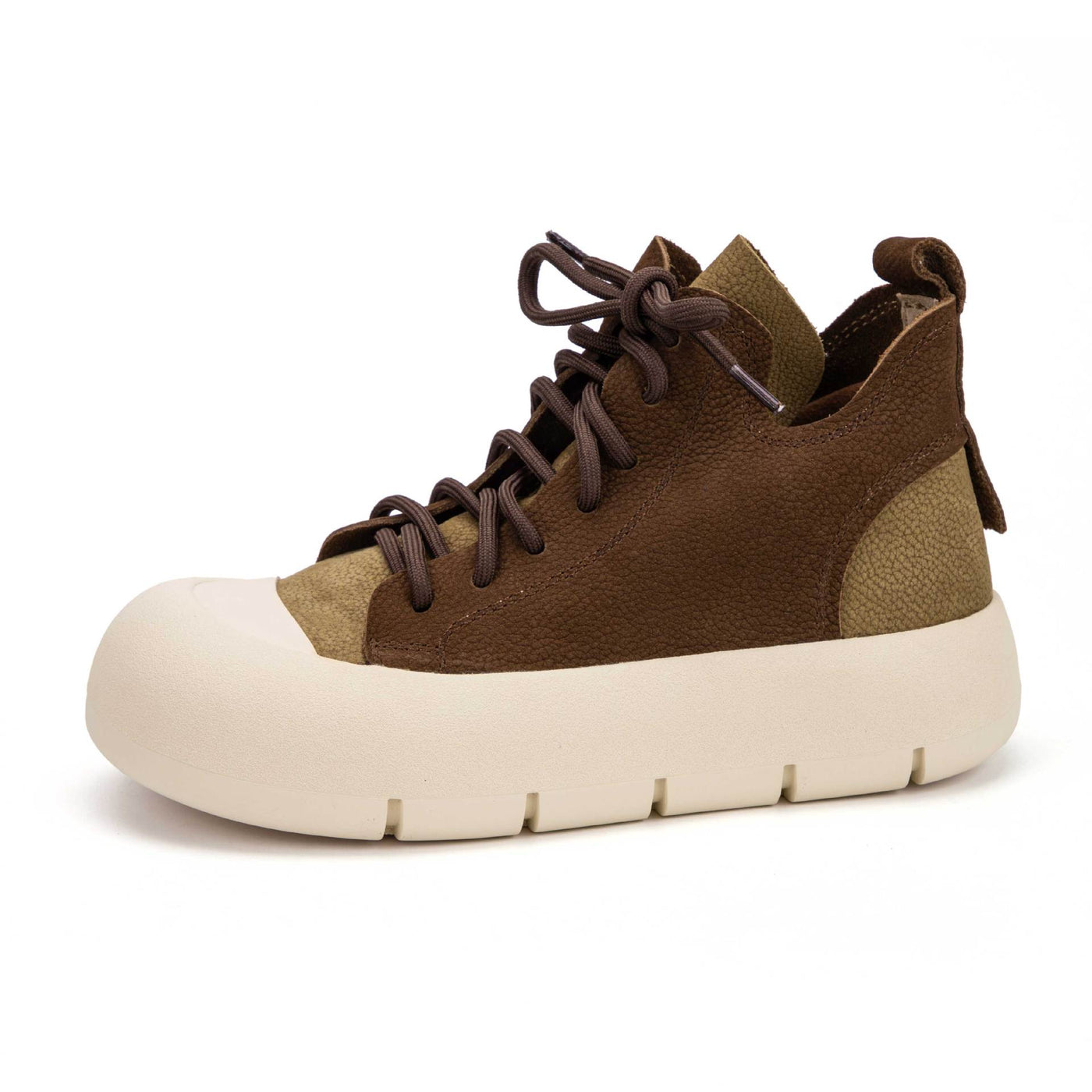 Retro Classic Genuine Leather Platform Patchwork Lace-Up Shoes