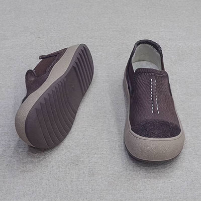 Retro Leather Handmade Patchwork Soft Sole Slip-On Flat Shoes