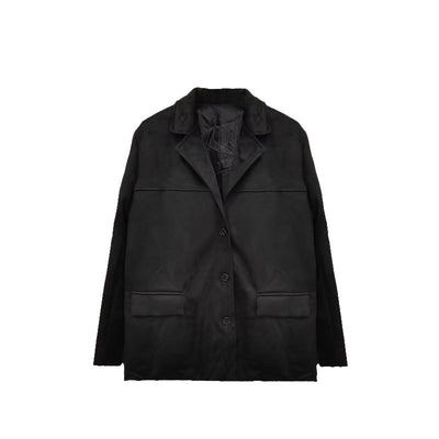 Women Autumn Retro Lapel Chic Solid Color Sueded Blazer