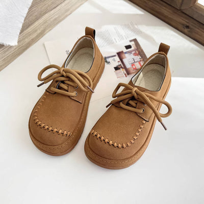 Autumn Leather Soft Sole Wide Toe Trendy Flat Shoes