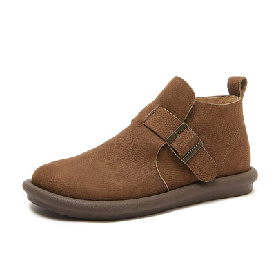 Women Retro Leather Soft Sole Comfy Everyday Slip-On Boots