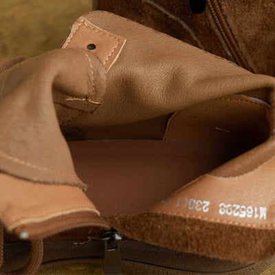 Winter Leather Sueded Soft Thick Sole Lace-Up Zipper Ankle Boots