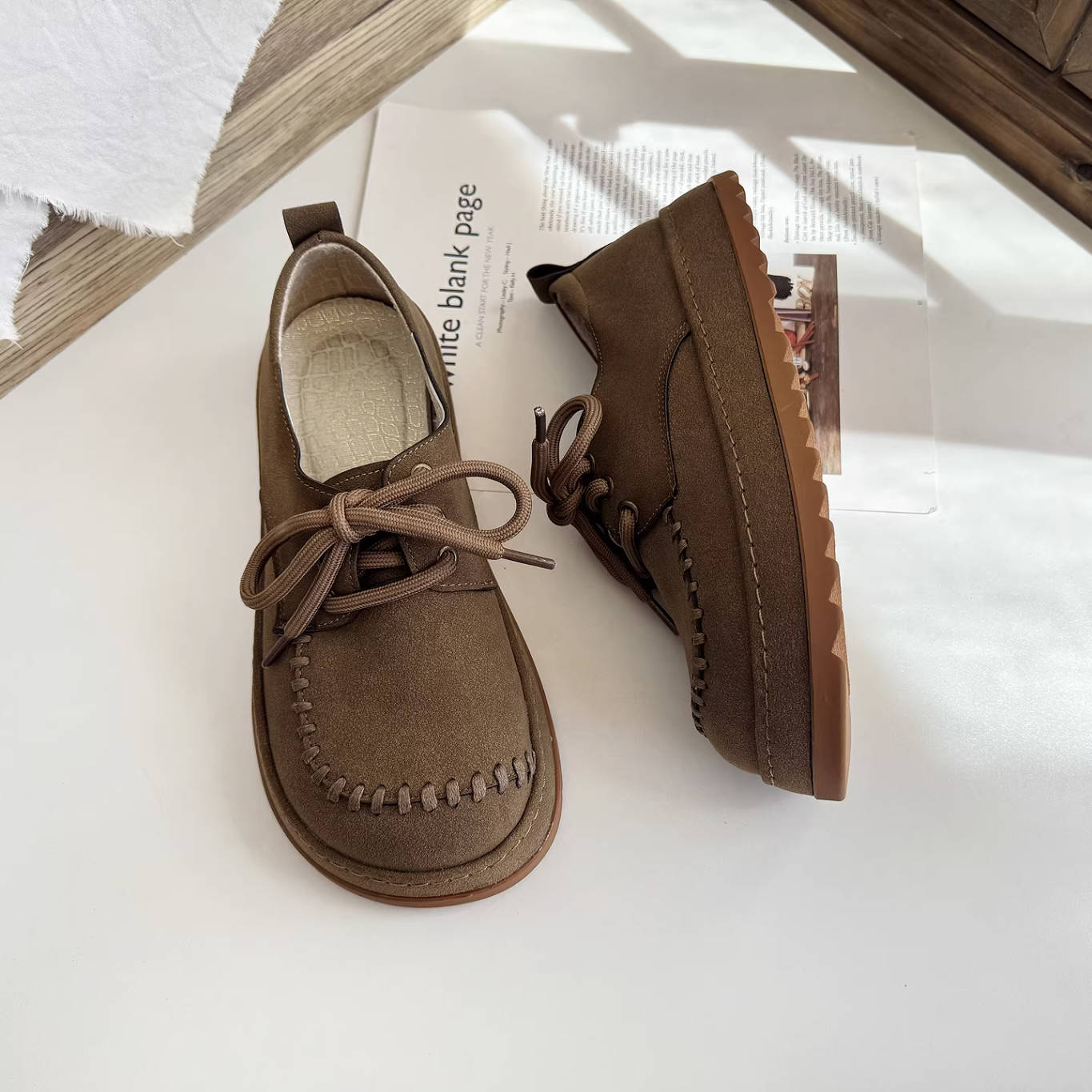 Autumn Leather Soft Sole Wide Toe Trendy Flat Shoes