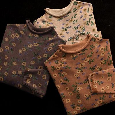 Women Winter Vintage Floral Knit Casual Pullover Sweater