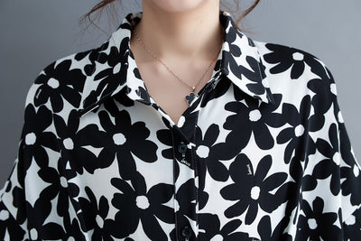 Babakud Women Vintage Charm Floral Pocket Shirt Midi Dress
