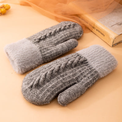 Winter Warm Knitted Patchwork Cotton-In Soft Thick Mittens