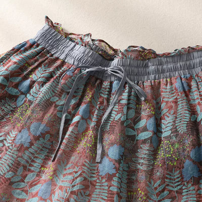Babakud Women Vintage Bloom Linen Capris Pants