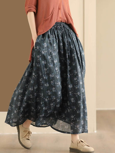 Babakud Women Artistic Tie-Dye Linen Midi Skirt