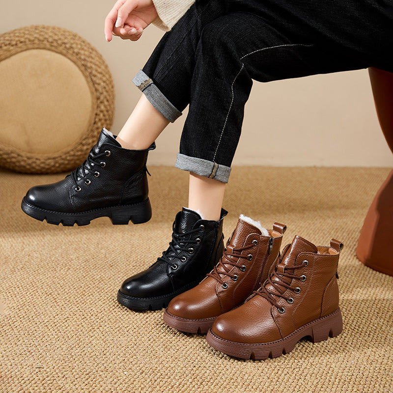 Autumn Winter Retro Platform Thick Sole Versatile Boots