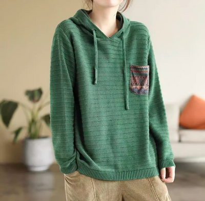 Babakud Women Cotton Knit Hoodie with Pockets