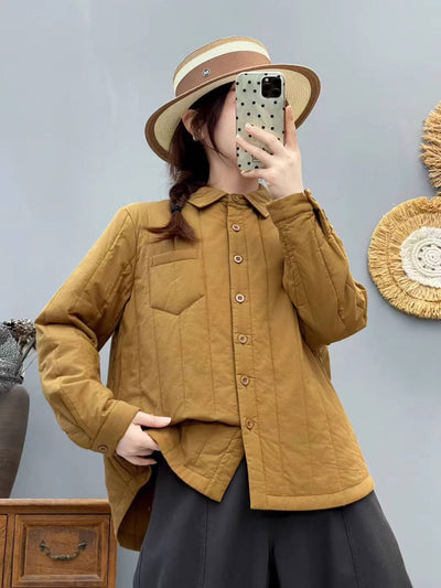 Winter Warm Cotton-In Shirt Collar Single-Breasted Shirt Coat