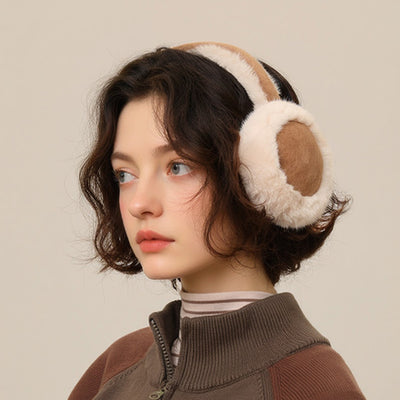 Women Suede Winter Warm Foldable Fleece Lined Ear Muffs