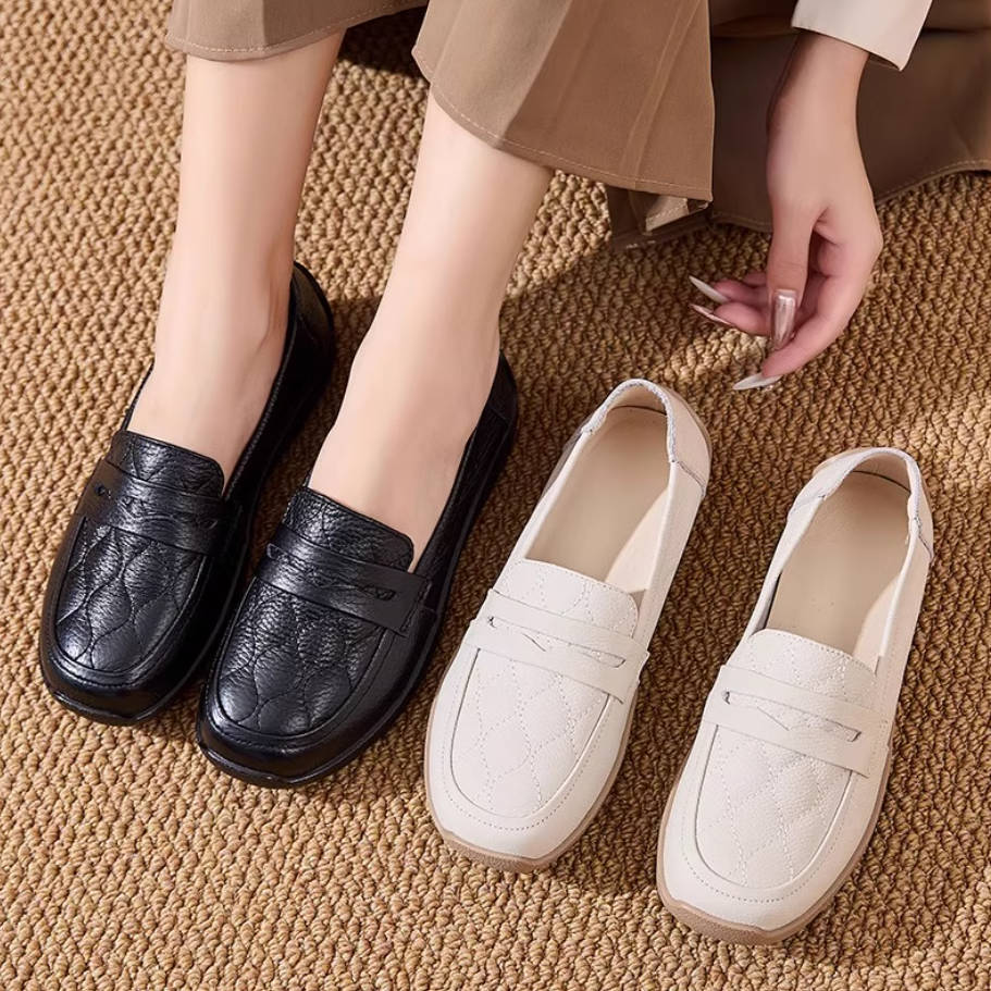 Genuine Leather Sole Fashion Non Slip Comfort Flat Shoes