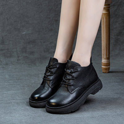 Babakud Retro Top Leather Round Toe Soft Sole Slip-On Flat Boots