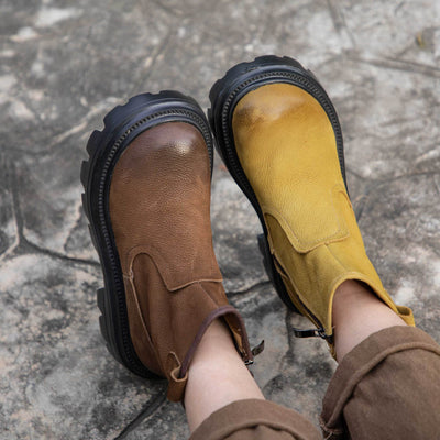 Women Retro Suede Leather Chelsea Boots Round Toe Ankle Boots