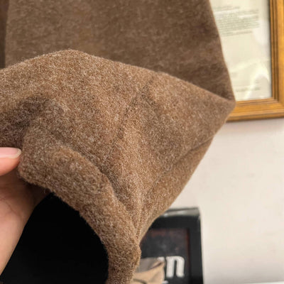 Retro Simple Wool Cotton Warm Elastic Waist Casual Pants