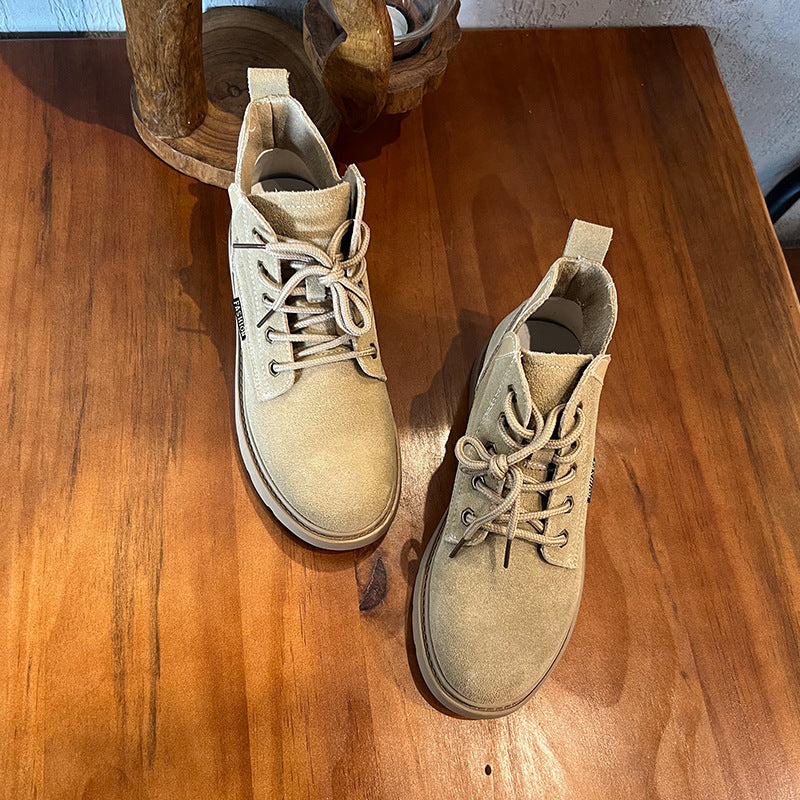 Winter Retro Leather Sueded Casual Lace-Up Soft Sole Boots