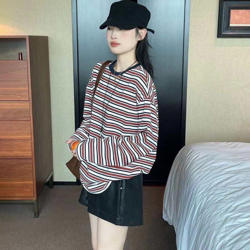 Loose Retro 100% Cotton Striped Patchwork Casual Overshirts