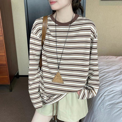 Loose Retro 100% Cotton Striped Patchwork Casual Overshirts