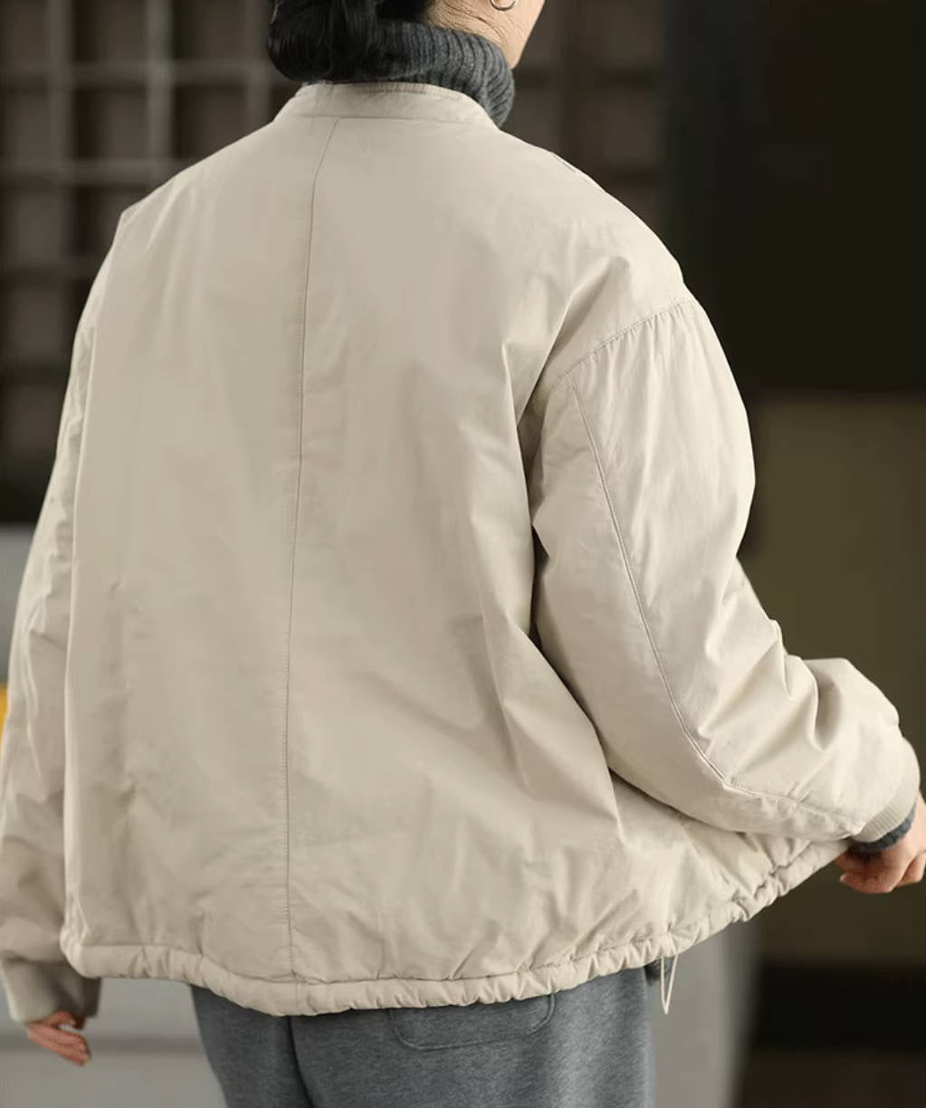 Winter Cotton Round Neck Single-Breasted Warm Cotton-In Coat