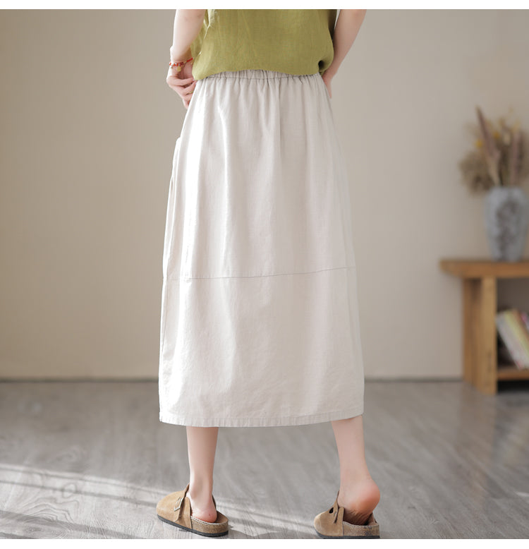 Babakud Women Summer Classic Cotton Linen Skirt