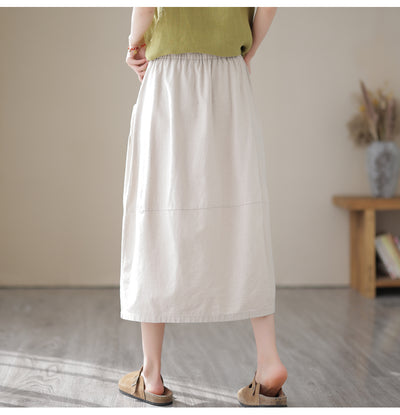 Babakud Women Summer Classic Cotton Linen Skirt