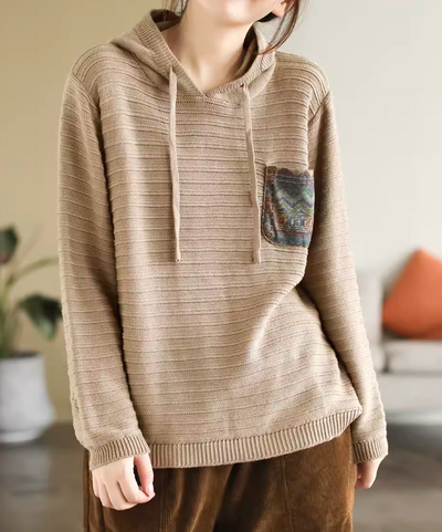 Babakud Women Cotton Knit Hoodie with Pockets