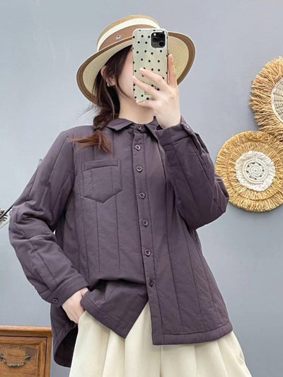 Winter Warm Cotton-In Shirt Collar Single-Breasted Shirt Coat