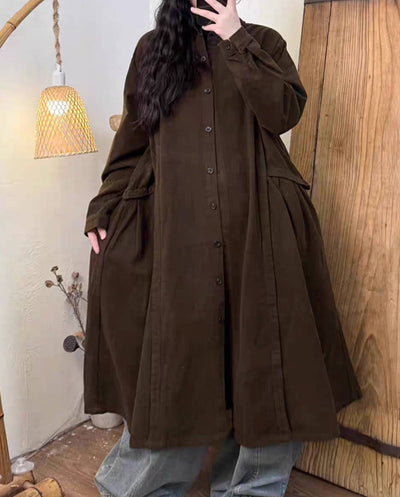 Autumn Cotton Shirt Collar Single-Breasted Long Shirt Coat