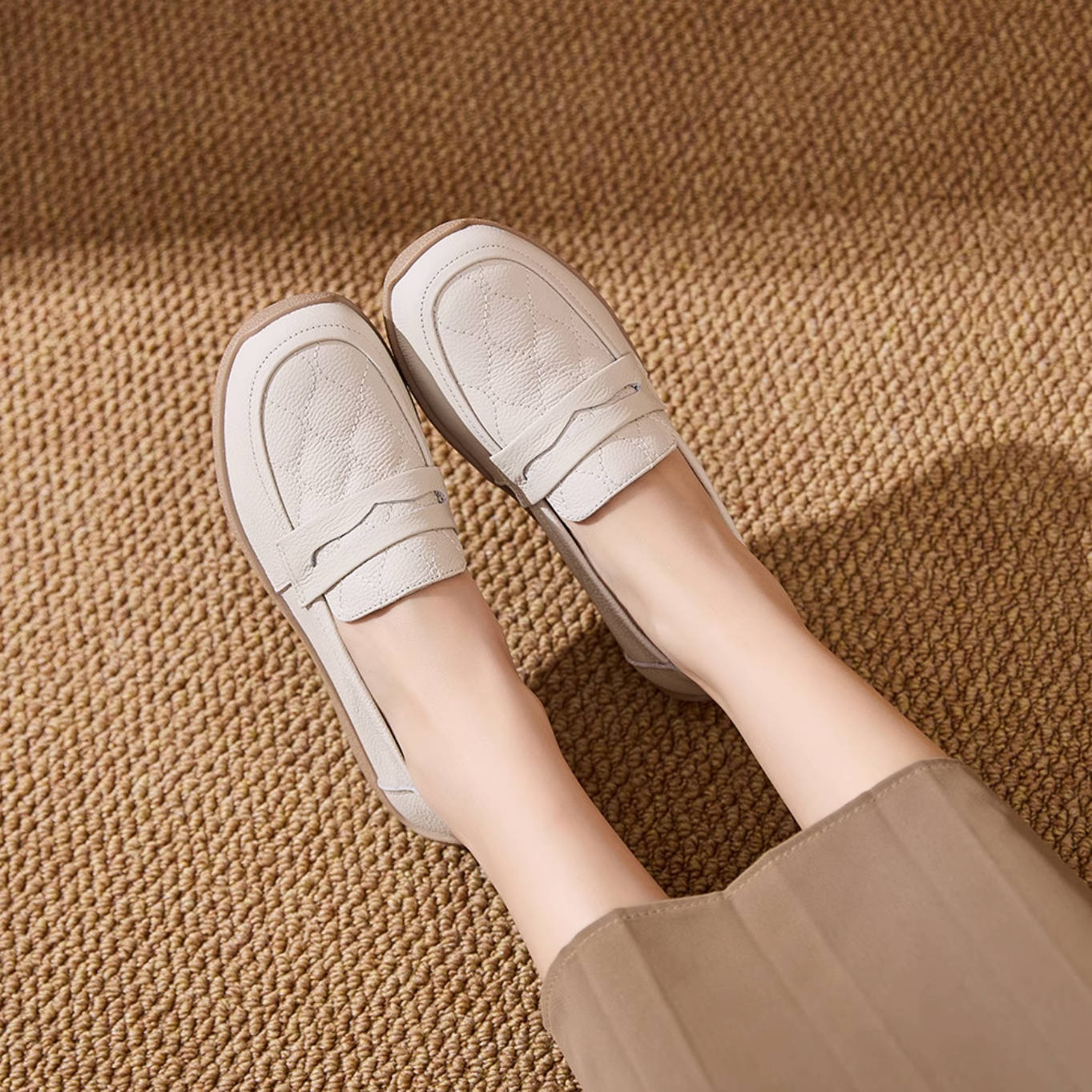 Genuine Leather Sole Fashion Non Slip Comfort Flat Shoes