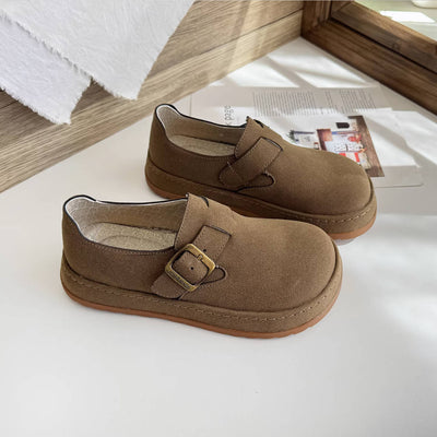 Vintage Leather Sueded Wide Toe Casual Slip-On Shoes