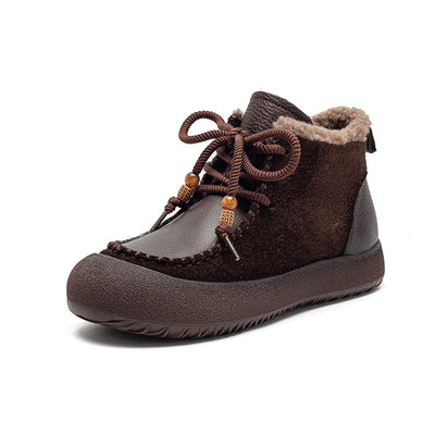 Winter Warm Retro Sueded Patchwork Lace-Up Ankle Boots