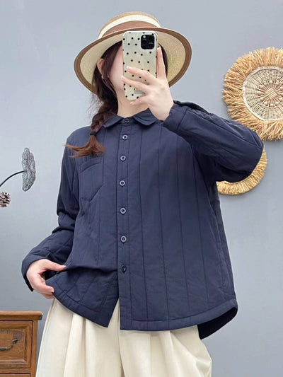 Winter Warm Cotton-In Shirt Collar Single-Breasted Shirt Coat